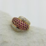18K	Yellow Gold	BYPASS	ROUND	Cut			RUBY	DIAMOND	CLUSTER	ring