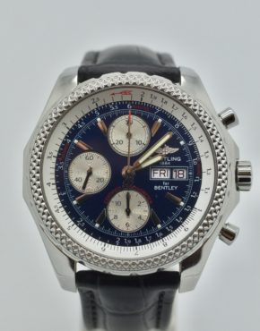BREITLING BENTLEY BLUE A13363 STEEL 45MM AUTOMATIC CHRONOGRAPH WATCH