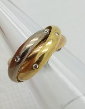 Vintage Cartier Diamond Trinity Ring 18K Gold size 53
