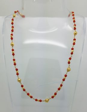 Made in Italy SUN DAY Coral Beads Necklace by Mario Garfarino 18k Yellow Gold