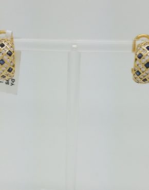 Earrings 18K Yellow Gold Natural Sapphire & Diamond Earrings omega backs