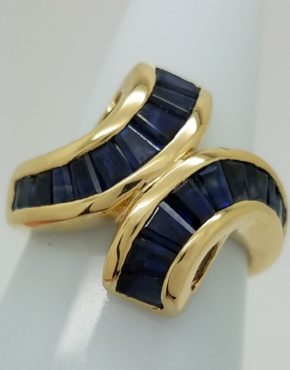 14K YELLOW GOLD SAPPHIRE BYPASS COCKTAIL RING