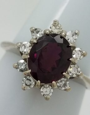 Tourmaline Ring with Diamond Halo 14k white gold