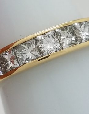 14K Yellow Gold 1.00ct Princess Cut Channel-Set Diamond Wedding Band SIZE 5
