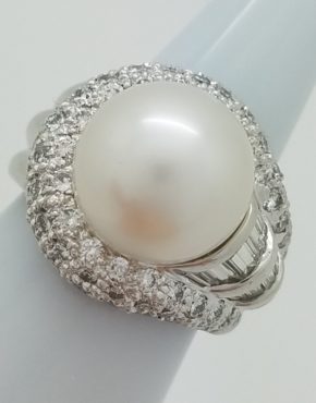 PLATINUM SOUTH SEA PEARL DIAMOND 3.00 ct RING