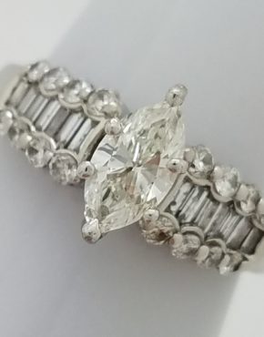 Marquise Solitaire Engagement Ring 14k White Gold