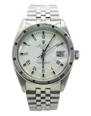 ROLEX DATE 1501 WHITE ROMAN 34MM STEEL AUTOMATIC WATCH