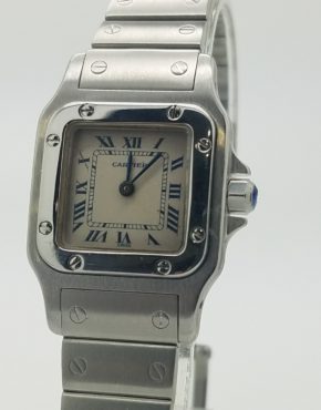 CARTIER SANTOS GALBEE 1565 LADIES STEEL QUARTZ ROMAN WHITE WATCH