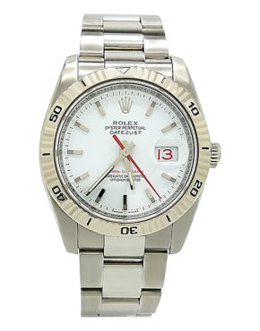 ROLEX DATEJUST TURN-O-GRAPH 18K WHITE GOLD & STEEL 36MM WATCH 116264