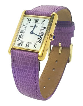 CARTIER MUST TANK VINTAGE MAGENTA PLATED STRAP LADIES WATCH
