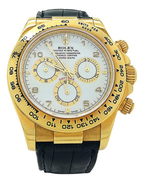 ROLEX DAYTONA 116518 18K YELLOW GOLD LEATHER 40MM WHITE MENS WATCH