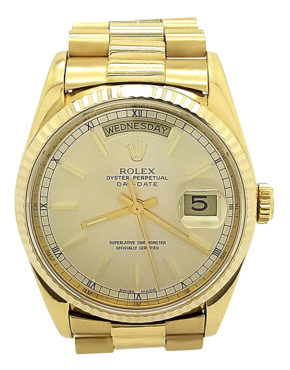 ROLEX PRESIDENT DAY-DATE 18K CHAMPAGNE YELLOW GOLD 36MM WATCH 18238