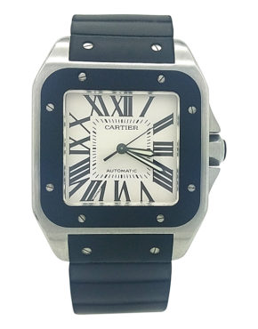 Cartier Santos 100 Stainless Steel 38mm & Rubber Strap Automatic Watch 2656 W20121U2