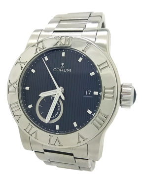 CORUM ROMVLVS POWER RESERVE STAINLESS STEEL BLACK DIAL 42MM AUTOMATIC MENS WATCH