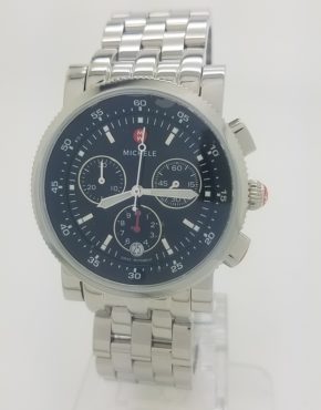 MICHELE Sport Sail Black Dial Stainless Steel Bracelet Watch MWW01C000021