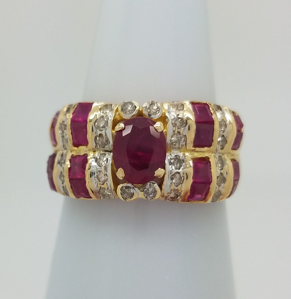Oval Ruby Ring with Diamonds 18k Yellow Gold