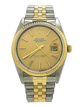 ROLEX DATEJUST 18K & STAINLES STEEL CHAMPAGNE DIAL 36MM  AUTOMATIC WATCH 16233