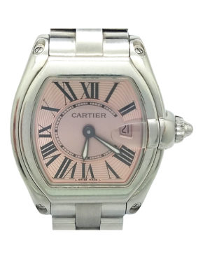 CARTIER ROADSTER LADIES 2675 PINK STEEL SMALL 31MM QUARTZ WATCH