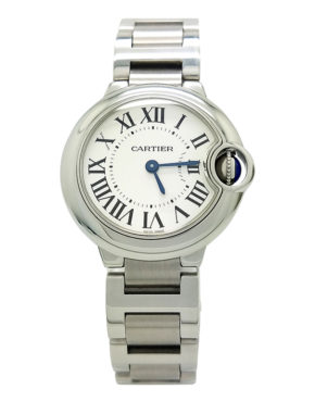 Cartier Ballon Bleu 3009 White Roman Dial 29mm Stainless Steel Ladies Quartz Watch