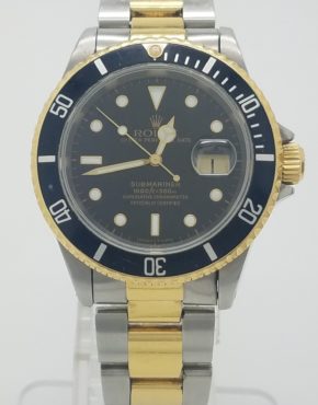 Rolex 16613 Submariner Date 18K Yellow Gold & Stainless Black Dial 40mm Men'sWatch
